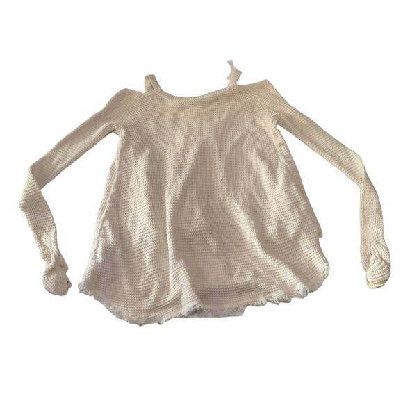 Free people womens xs oversized cold shoulder waffle knit top shirt long sleeve - Picture 3 of 9